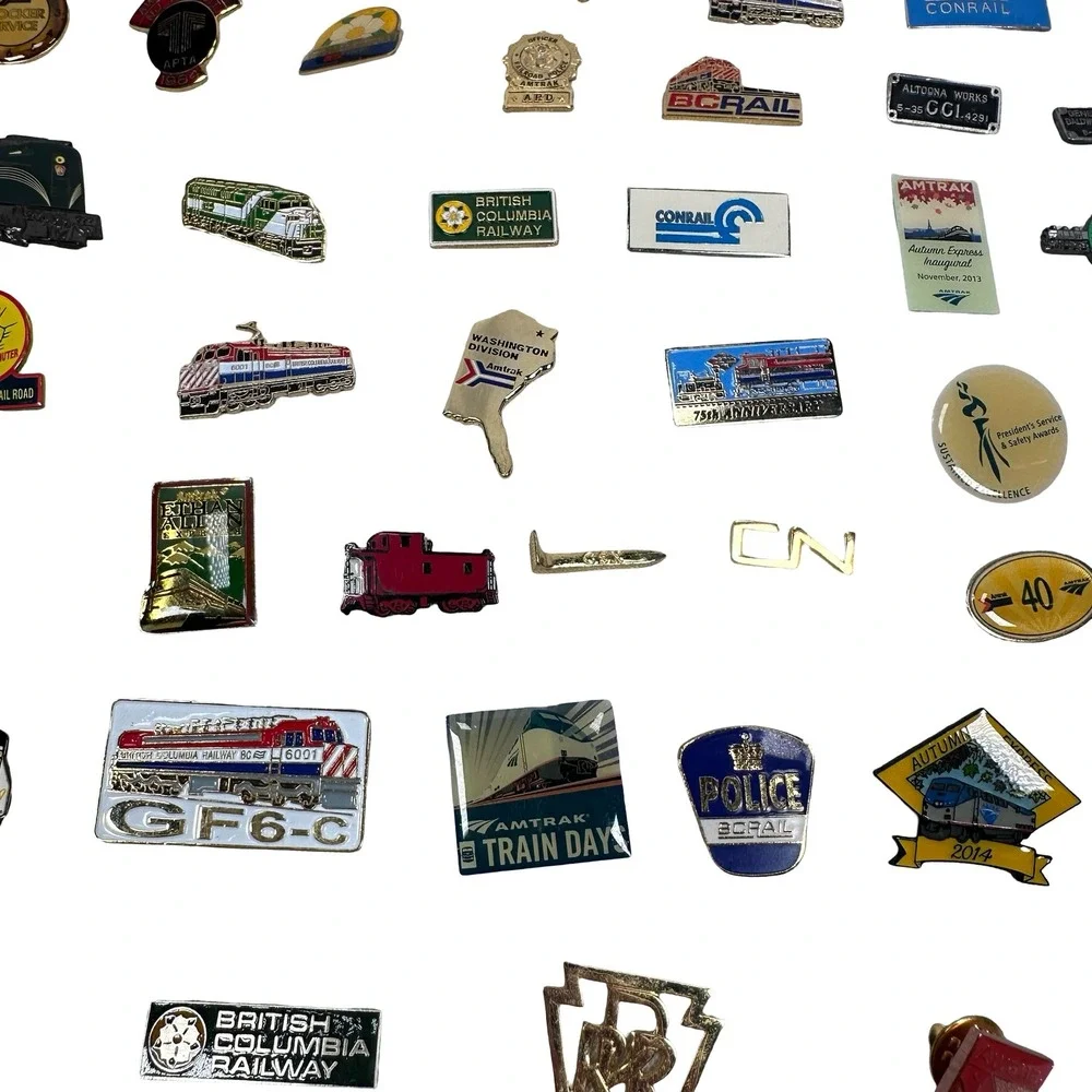 Assorted Vintage Train Railroad‎ Enamel Metal Lapel Pin Huge Lot Amtrak Employee